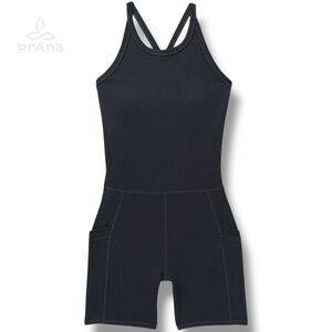 NWT - prAna Becksa Shortie Womens Size Large L‎ Solid Black Romper